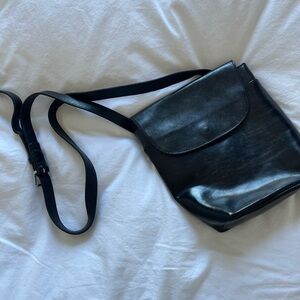 Black Leather Crossbody Shoulder Bag